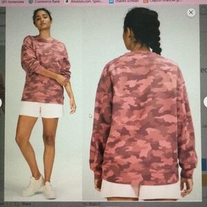 EUC Lululemon perfectly oversized crew camo brier rose 6